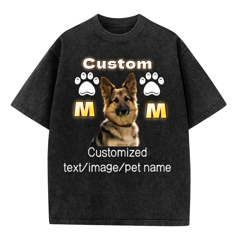 Custom Dog Mom Pet Parent T‑Shirt Partial/Double Sided Daily Casual Tee