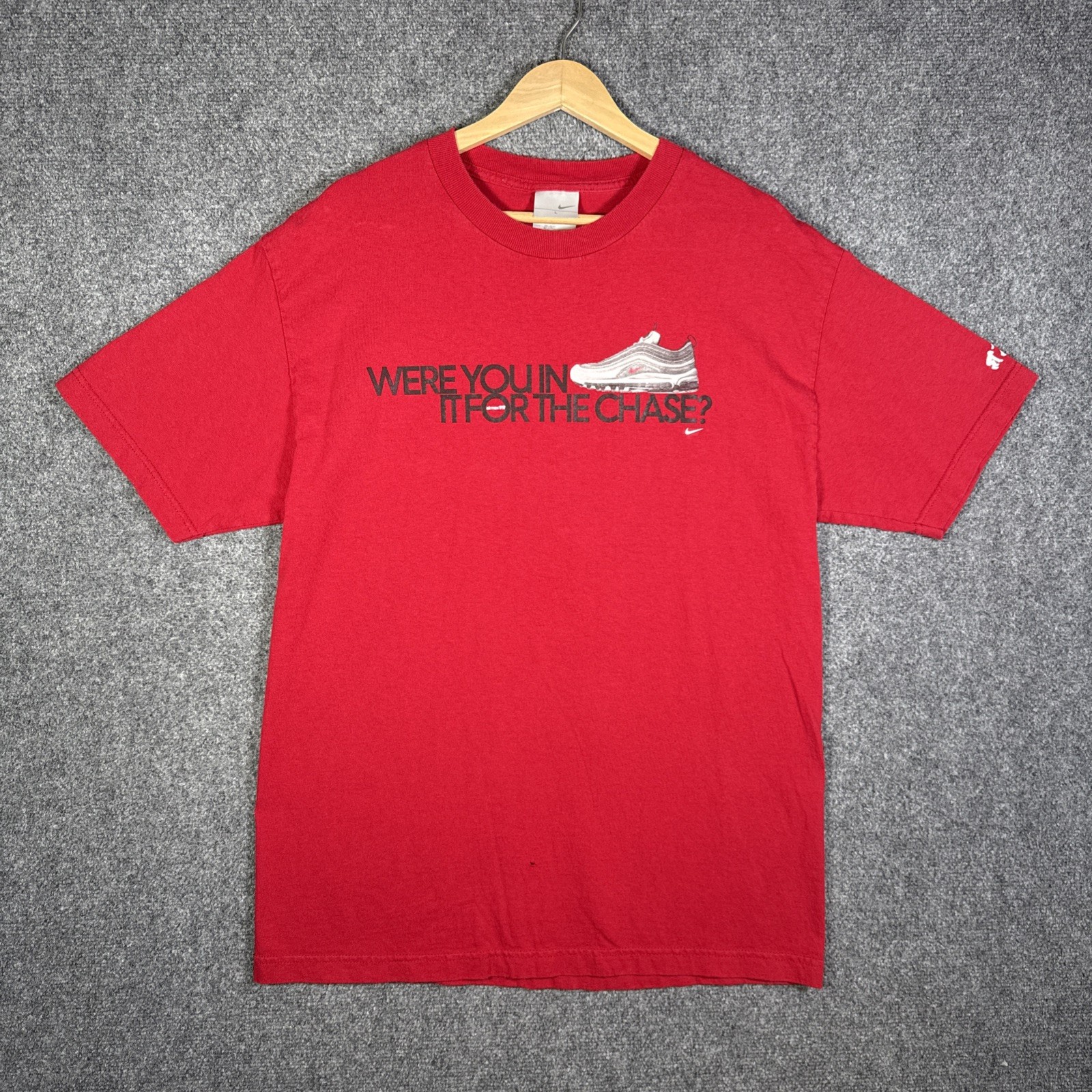 Vintage Nike Shirt Mens Large Red 90s Air Max Sneaker Quote Shoe Promo Skate