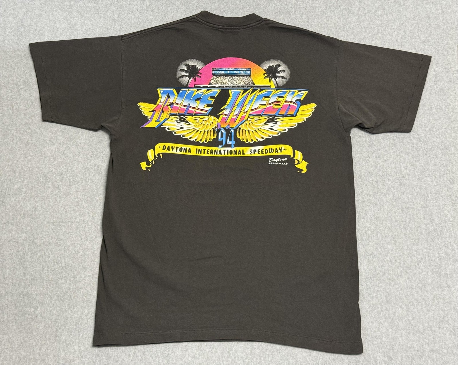 Vintage Bike Week 94 Daytona Shirt Mens Large Black Speedway Graphic Tee