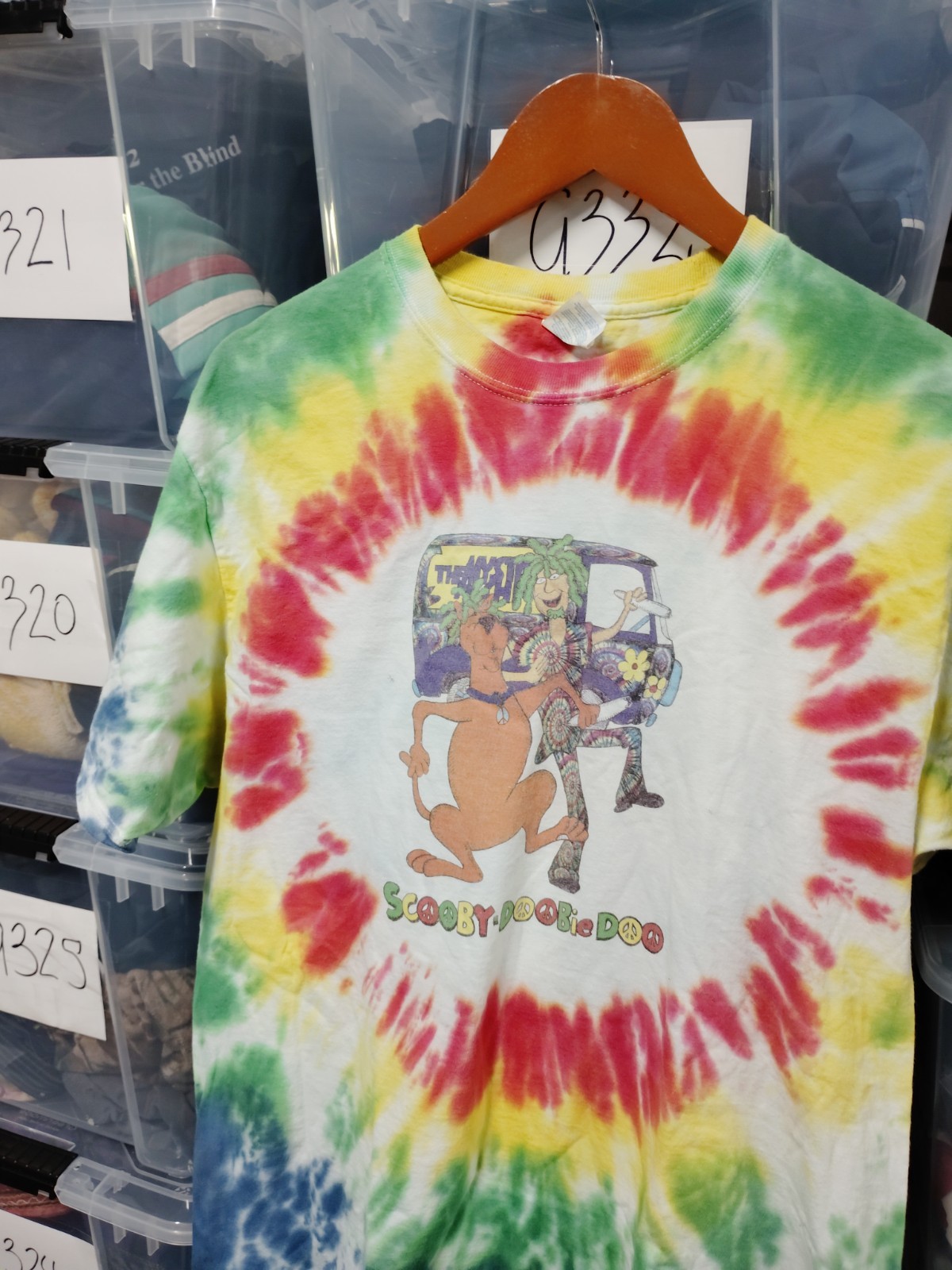 Scooby Doo 420 Rasta Shirt Doobie Doo Size L Tie Dye Multi Colored A30