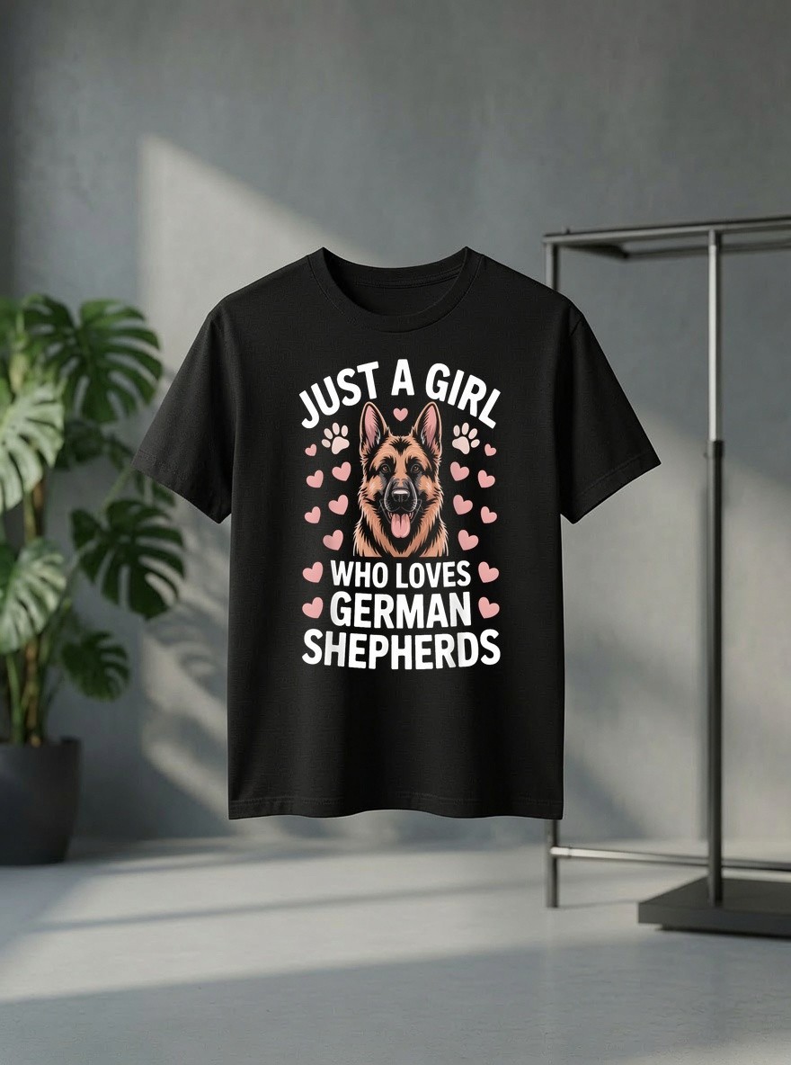 Just a Girl Who Loves German Shepherds Large Dog Breed Fan Tee