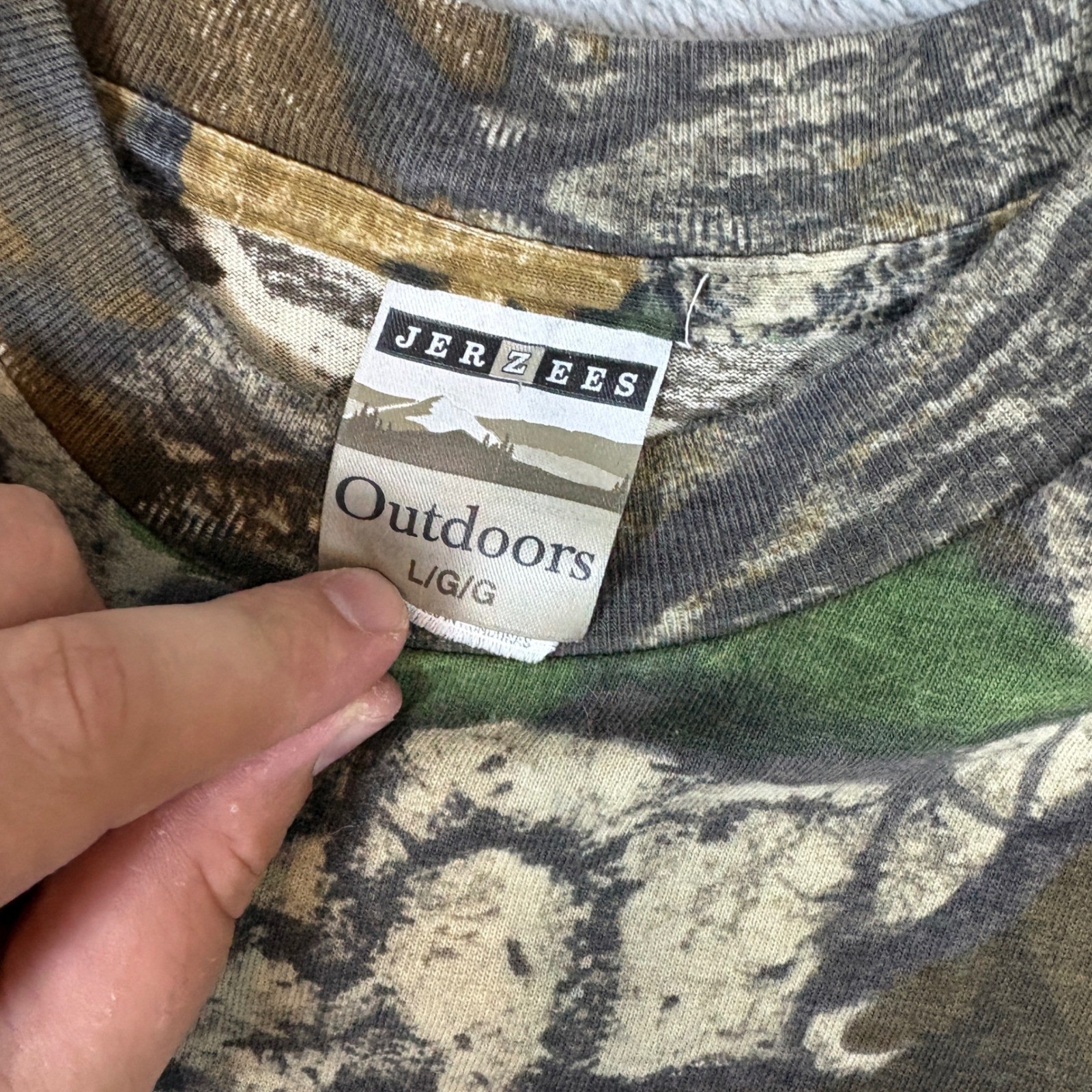 Jerzees Shirt Mens Large Outdoors Camo Pocket Tee Hunting Fishing Camouflage