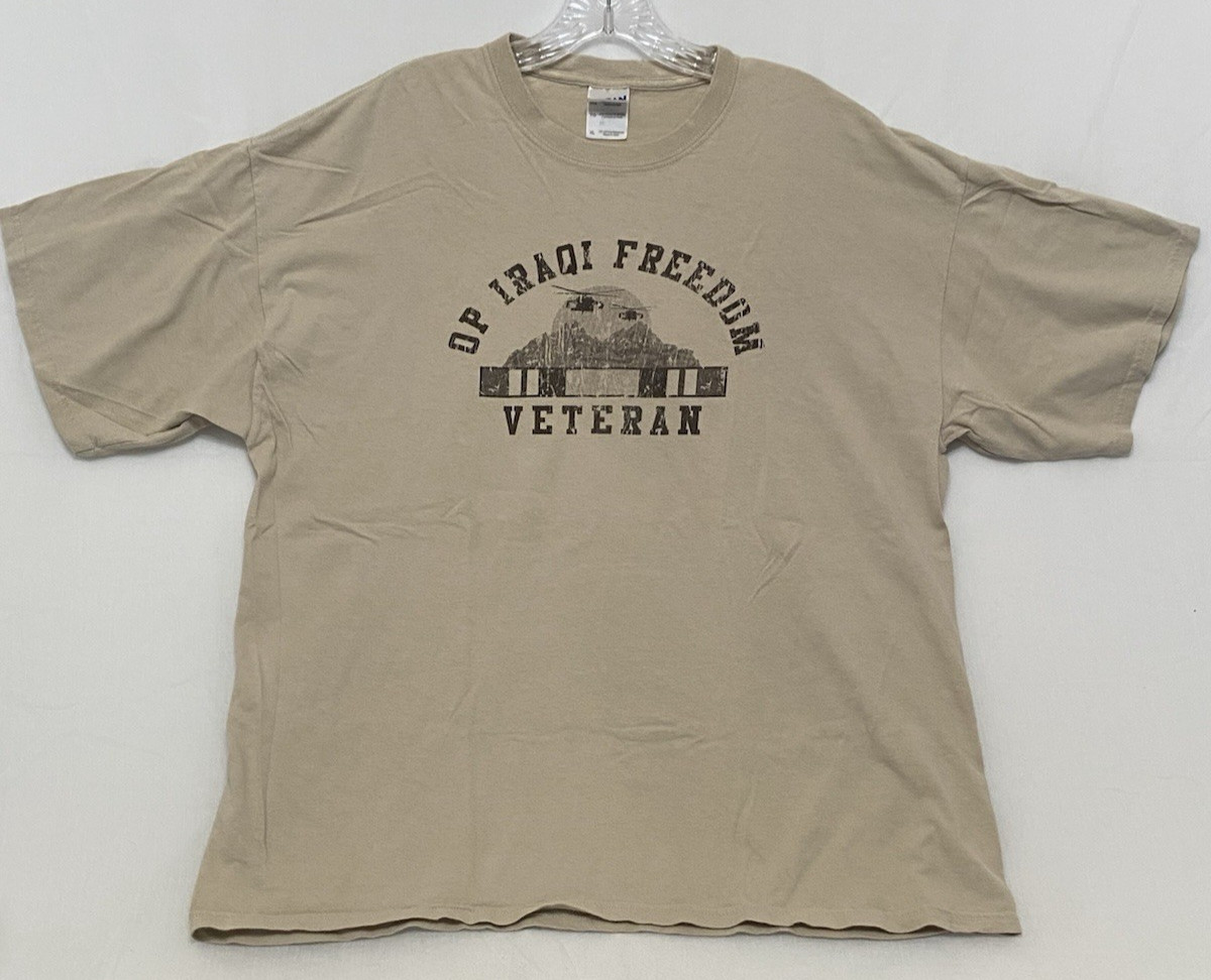 Operation Iraqi Freedom Veteran t-shirt XL Tan Short Sleeve Cotton