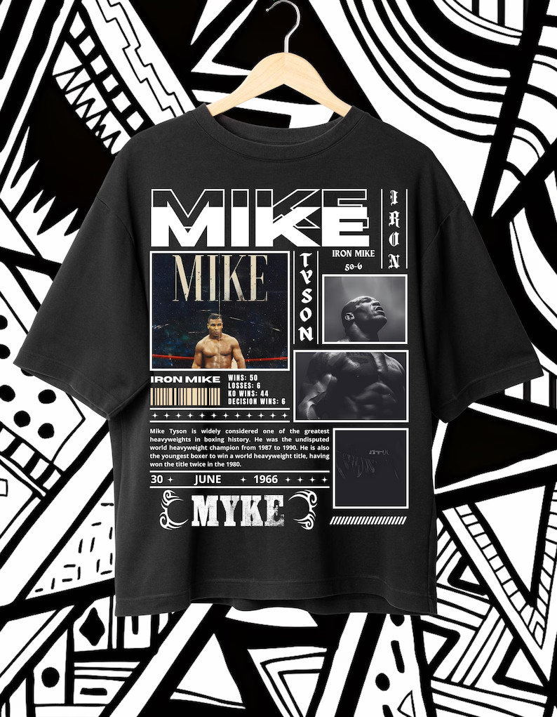 Mike Tyson Vintage Boxing Graphic Iron Mike Collage Retro T shirt