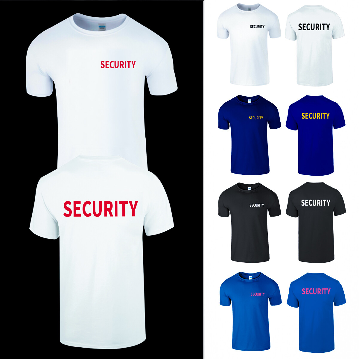 Security Men T Shirt Event Staff Uniform Guard Bouncer Office Tee Front Back