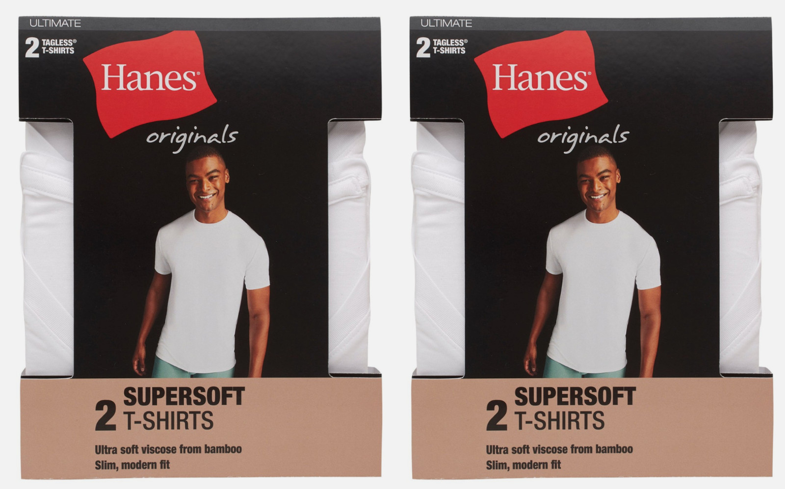 Hanes Originals Ultimate Men’s SuperSoft Crewneck Undershirt, White, 4-Pack M