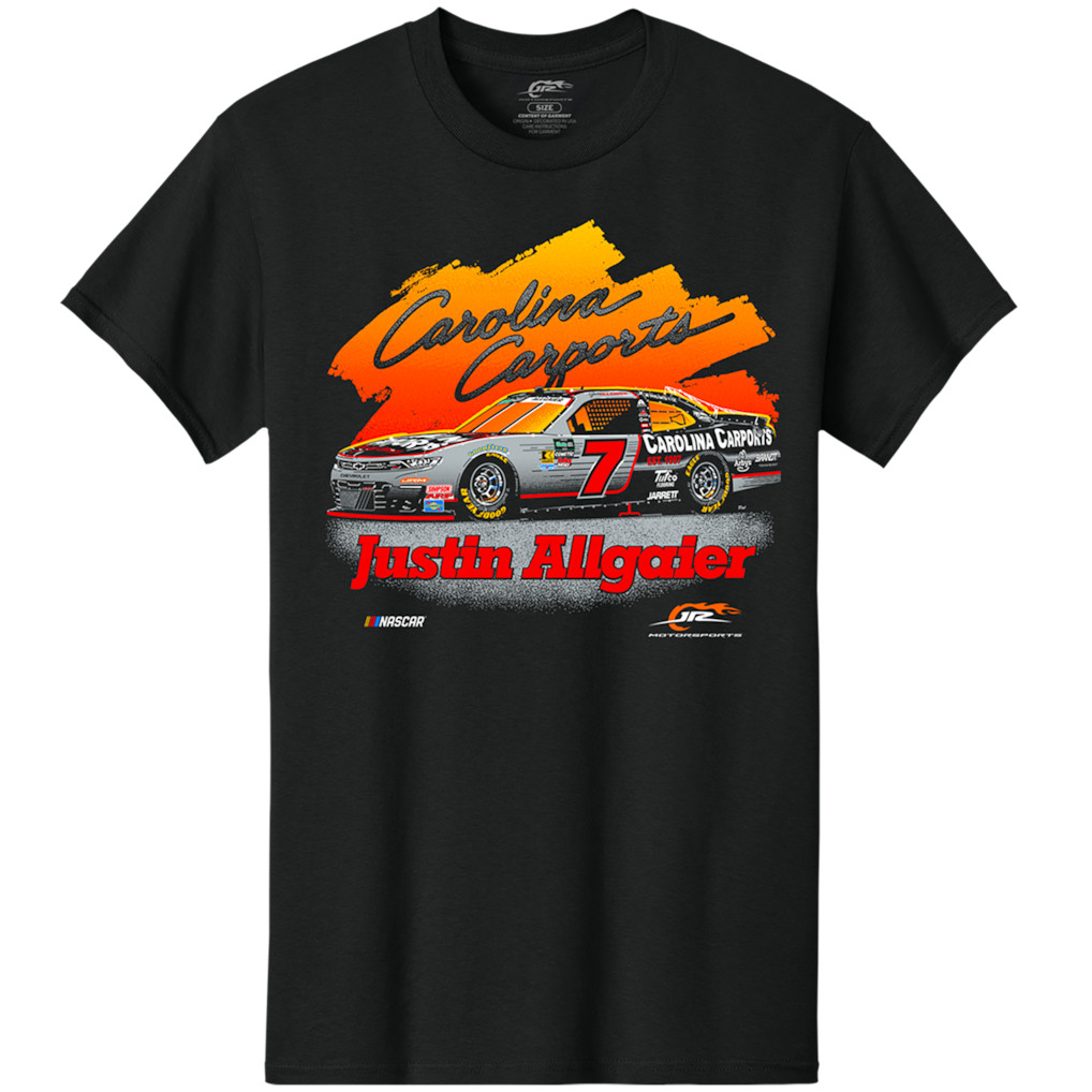Justin Allgaier Carolina Carports Car Racing T Shirt JR Motorsports Tee
