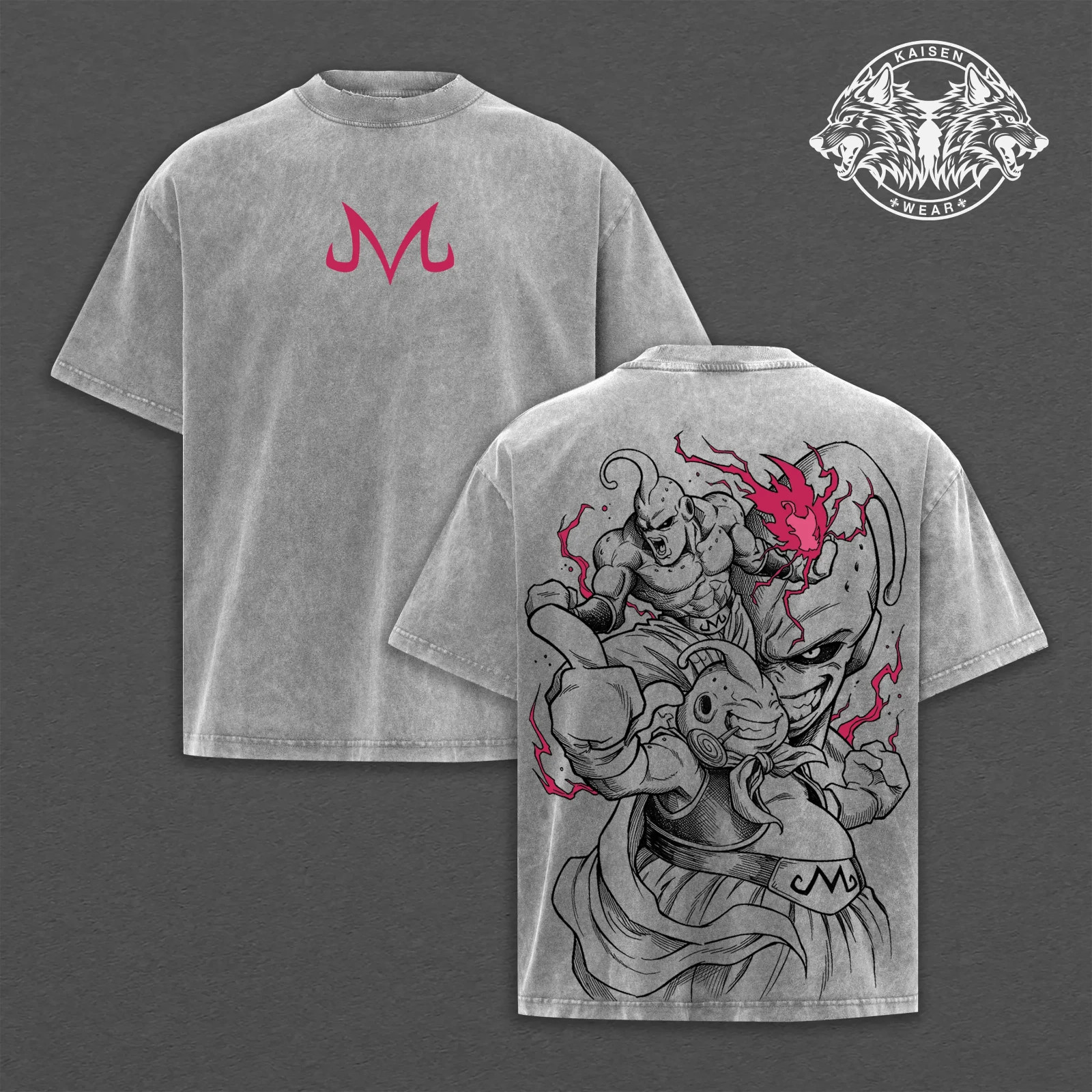Vintage Majin Buu Graphic Heavyweight Acid Wash Streetwear Collection: Oversized