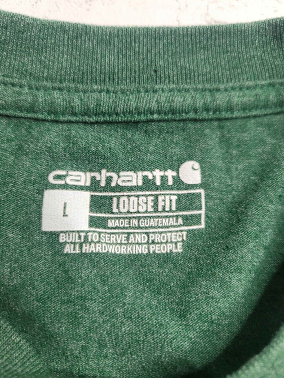 Carhartt Henley Shirt Men L Green Long Sleeve Workwear Loose Fit Pocket Tee