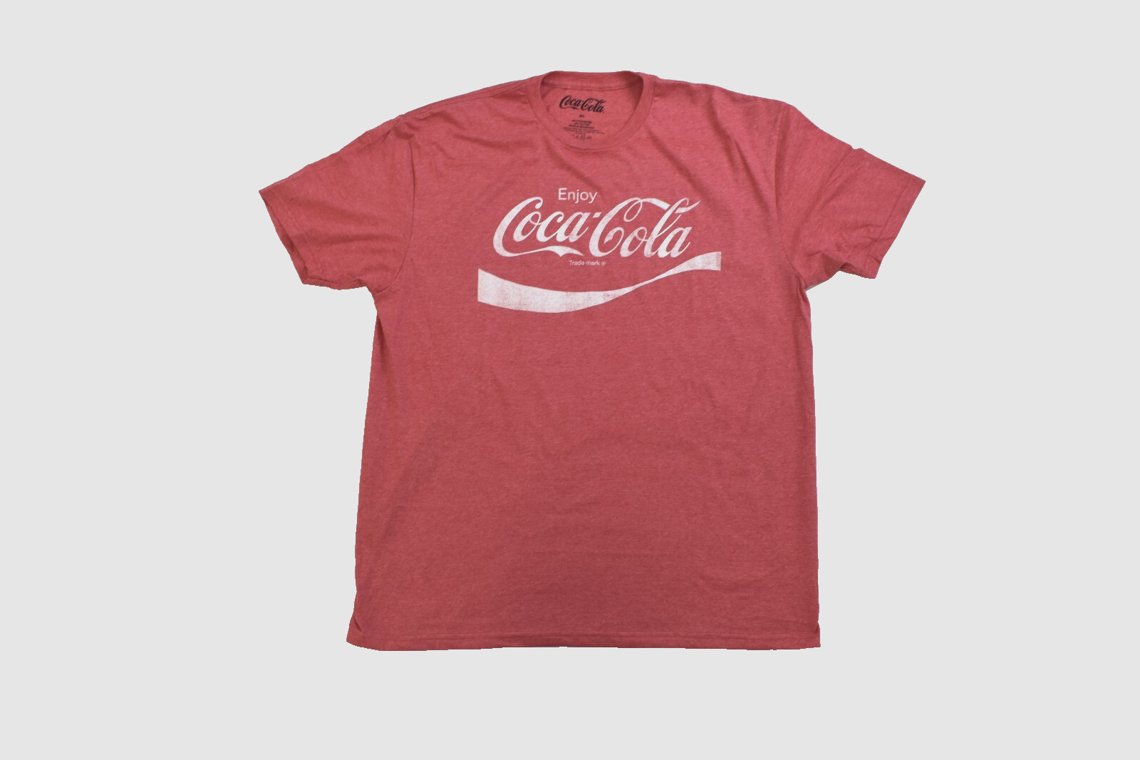Coca Cola Mens Enjoy Coke Distressed Print Red Heather Shirt New XL