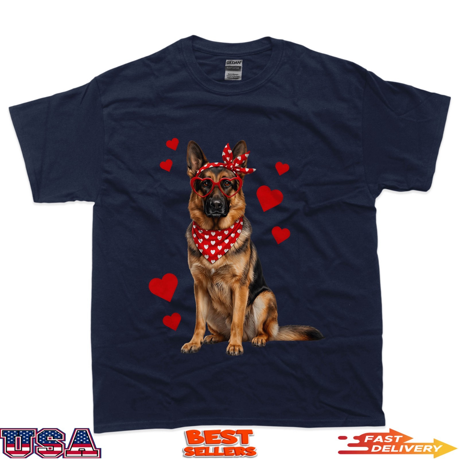 German Shepherd Valentines Day Dog Lover Heart T-Shirt