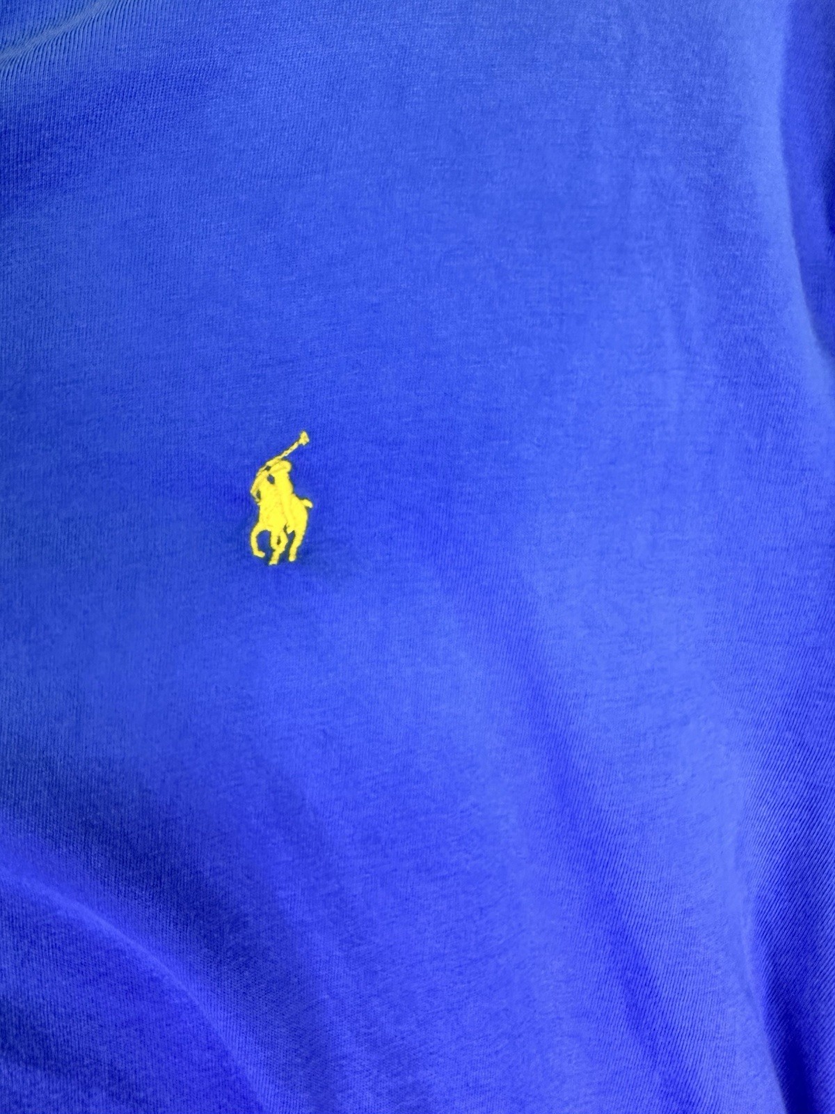 Polo Ralph Lauren Shirt Medium Blue Yellow Pony Crew Neck T Shirt Preppy Casual