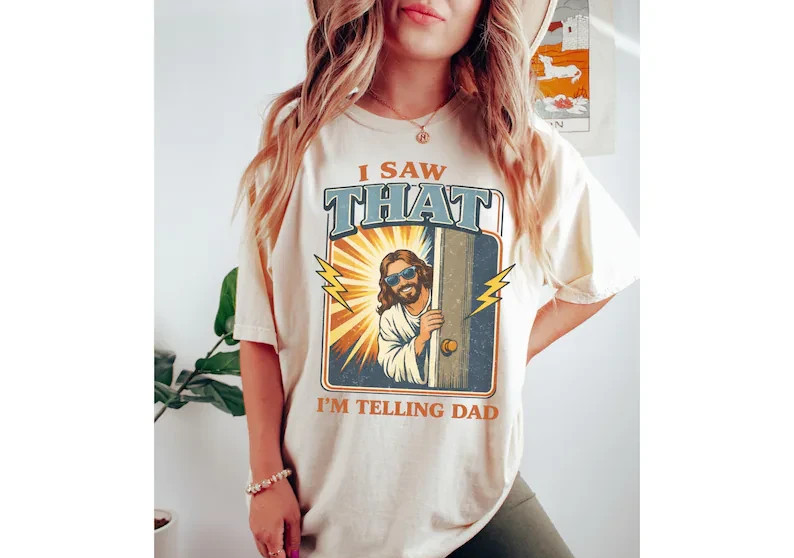 I Saw That Funny Jesus Shirt, Christian Meme Tee, 90s Faith Shirt