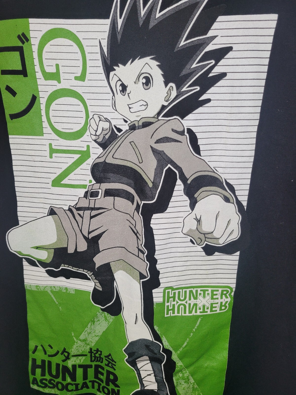 Hunter X Hunter Gon Men Large Anime Graphic Black Green Short Sleeve Shirt L218