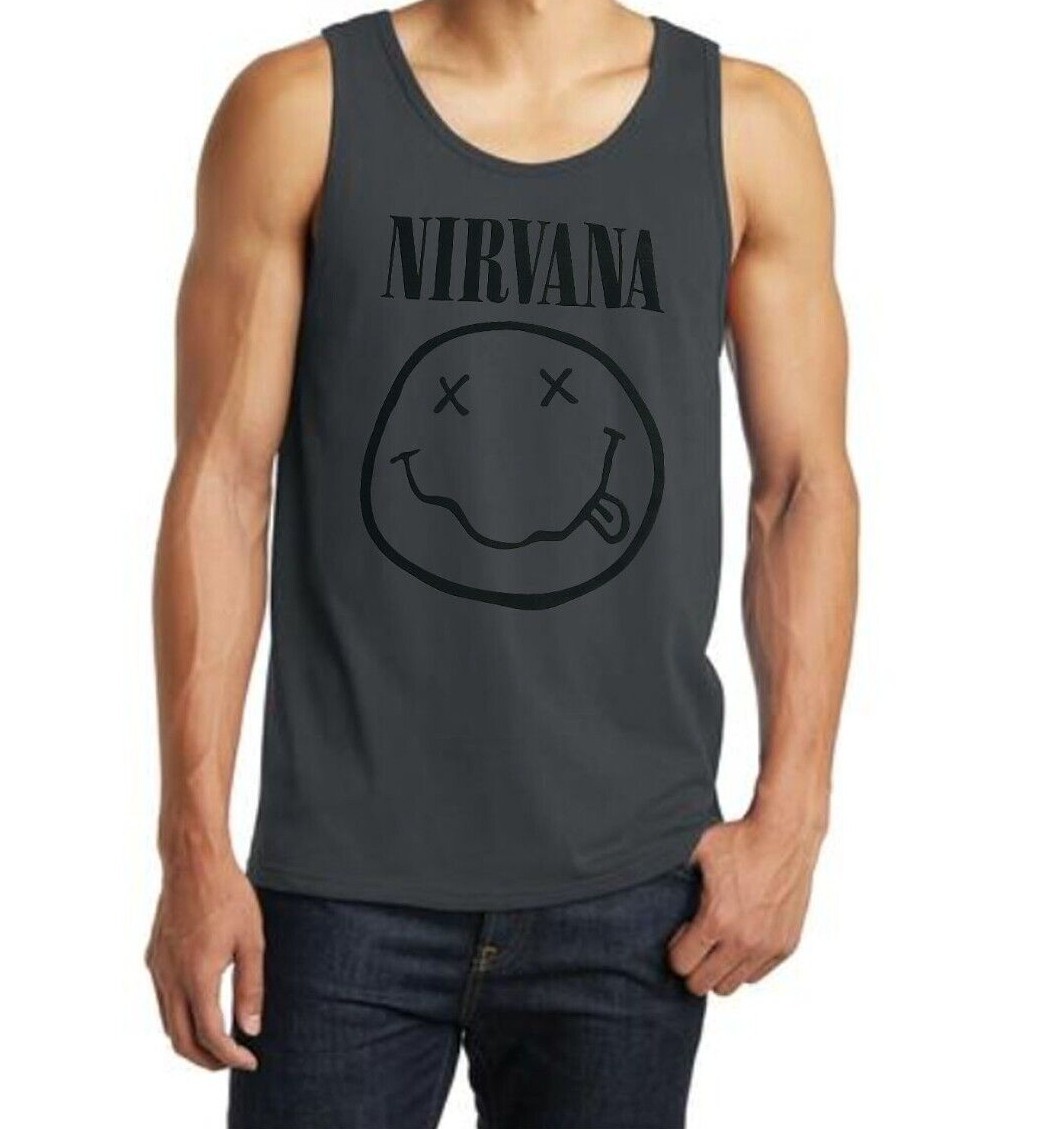 Nirvana Smile Rock Band Black Tank Top Men’s Sizes