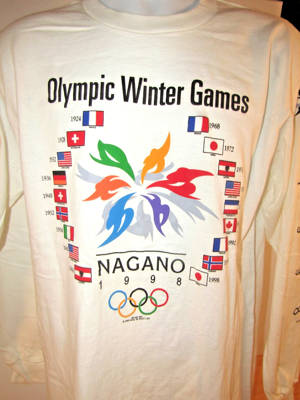 VTG Orig. Nagano 1998 Olympic Winter Games Crew Neck T-Shirt Men’s Large / 42″