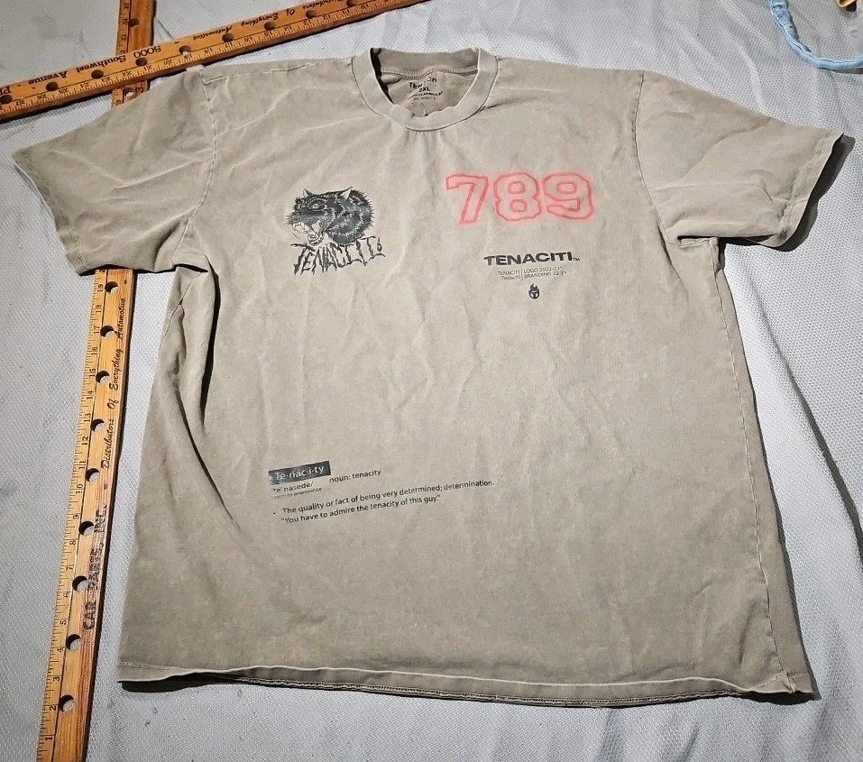 Tenaciti Studios Shirt Mens 2XL XXL Beige Graphic Print Casual Streetwear Tee