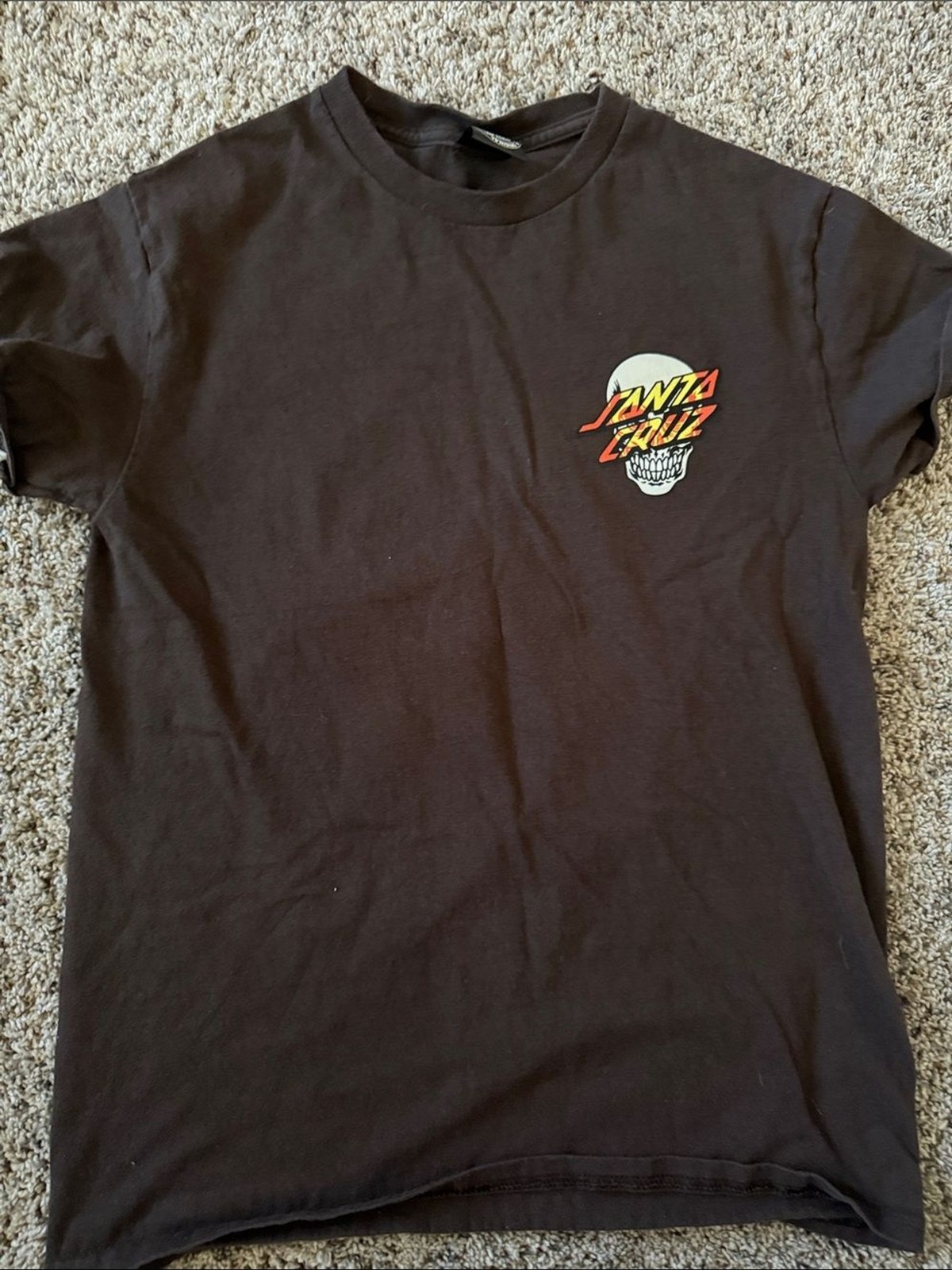 Santa Cruz Skateboards Brown Tee with Yellow and Red Logo