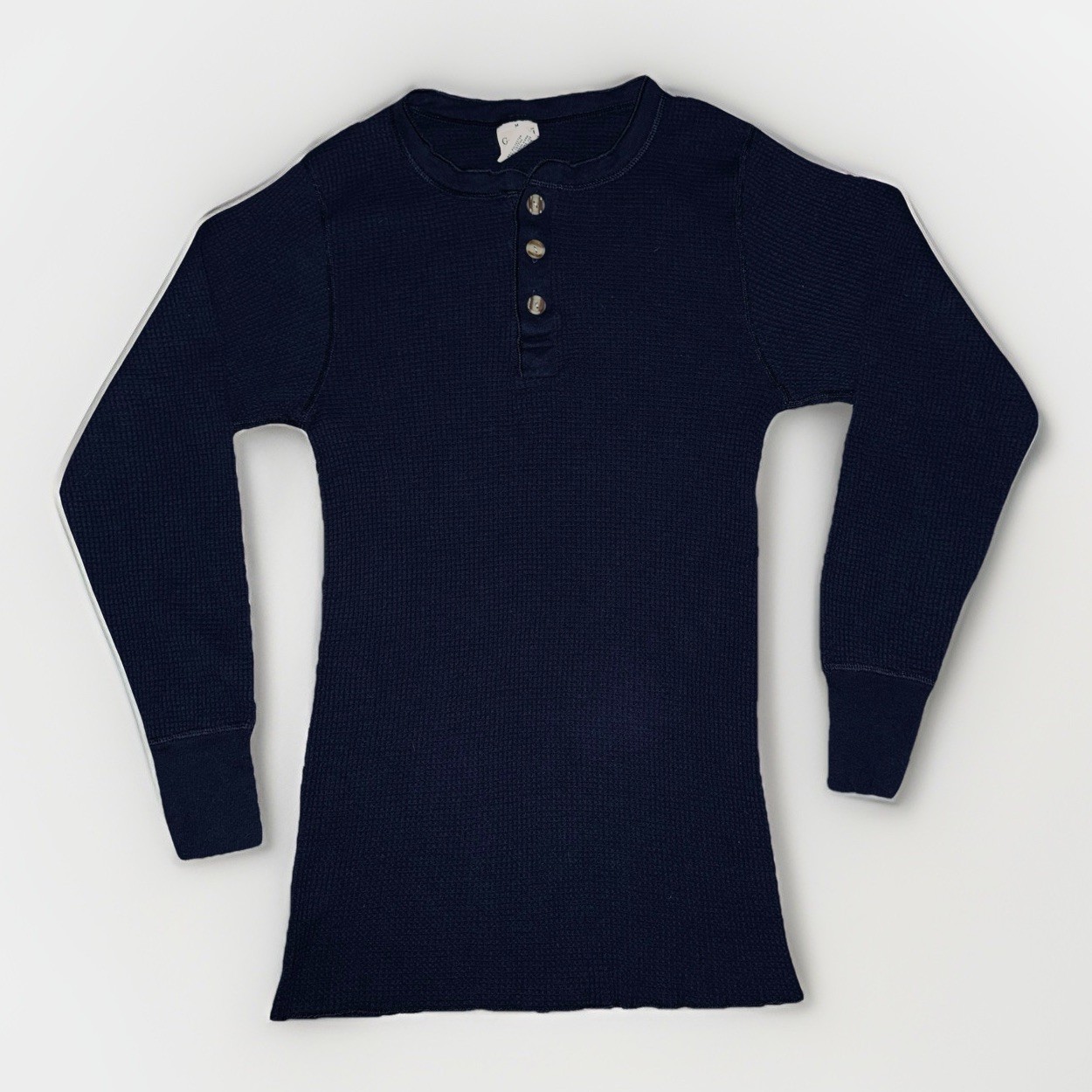 VTG 90’s Greatland Apparel Medium Navy Blue Waffle Knit Thermal Grunge Henley
