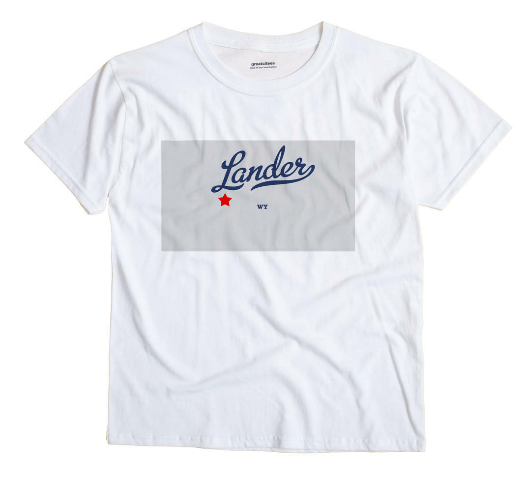Lander Wyoming WY Wyo T-Shirt MAP