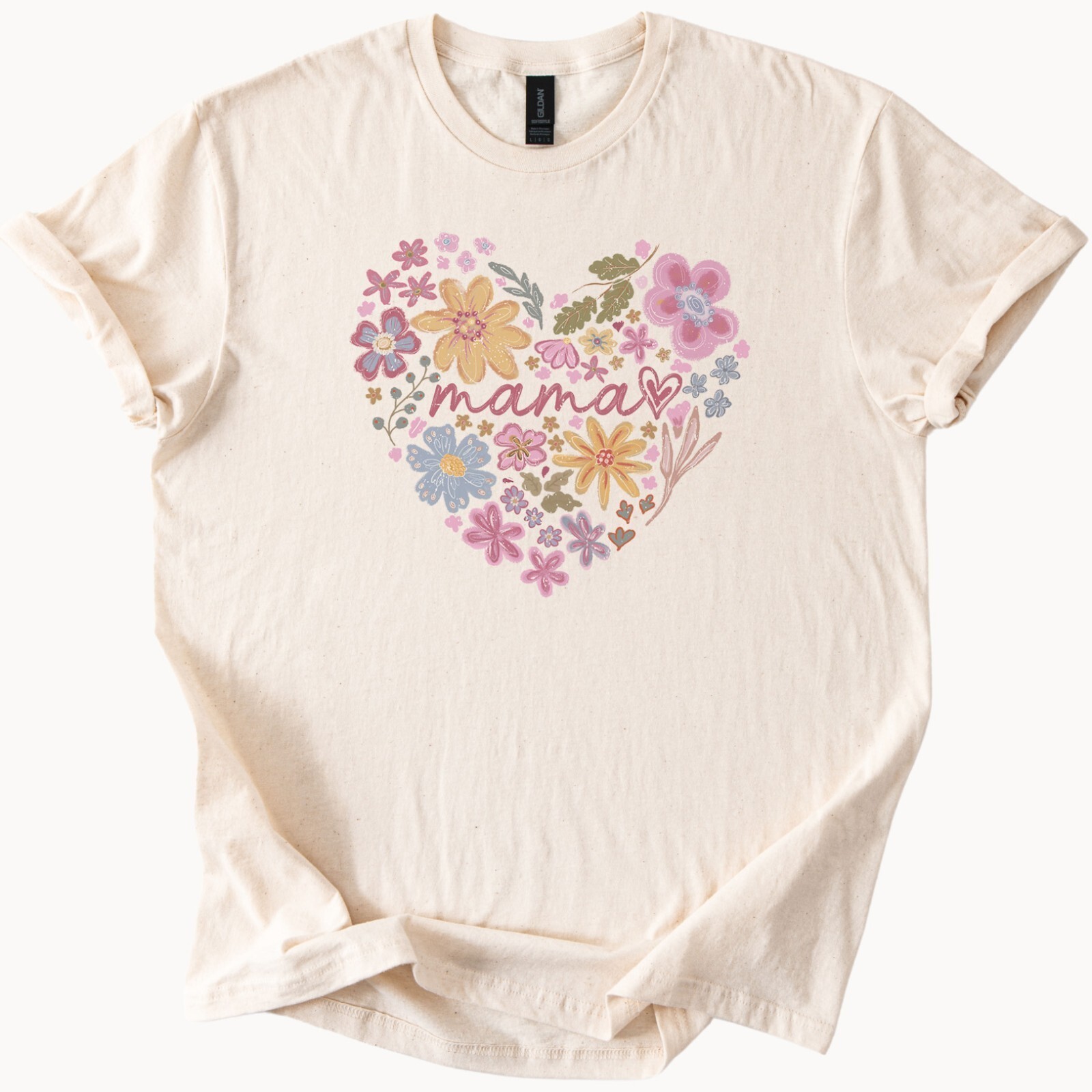 Mama Floral Heart Graphic T Shirt Mothers Day Gift Soft Cotton Tee Shirt