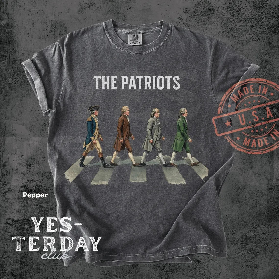 The Patriots Founding Fathers Walking Abbey Road American Flag Patriotic T-Shirt