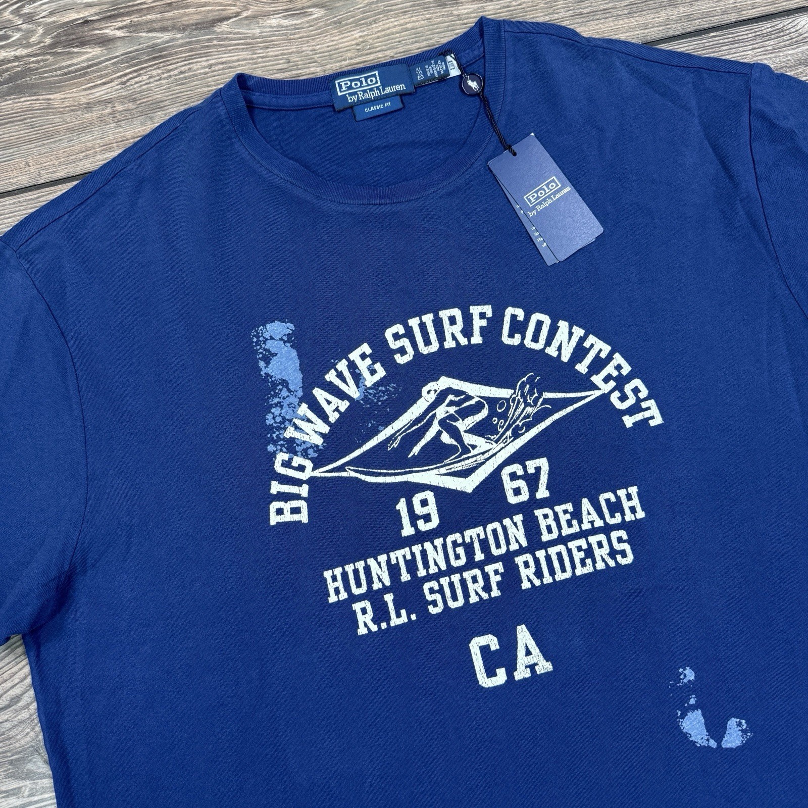 Polo Ralph Lauren Men’s Classic Fit Big Wave Surf Contest T-Shirt Blue SZ XL NEW