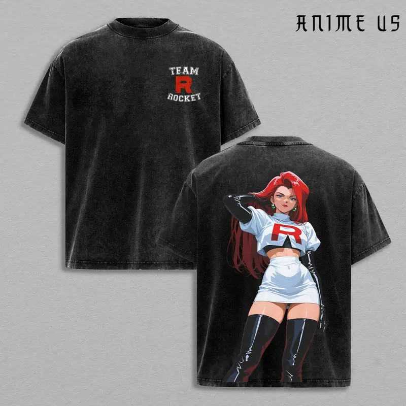 Jessie James Team Rocket Vintage Anime Graphic Tee Double Sided Tee