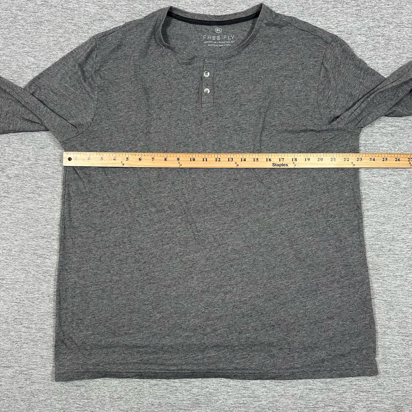 Free Fly Shirt Mens XL Gray Long Sleeve Henley Bamboo Cotton Blend Outdoor