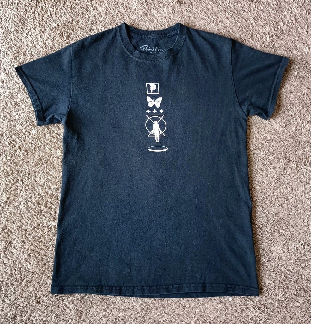 Primitive Skateboarding T-Shirt Men’s Size Small Graphic Print Black Shirt