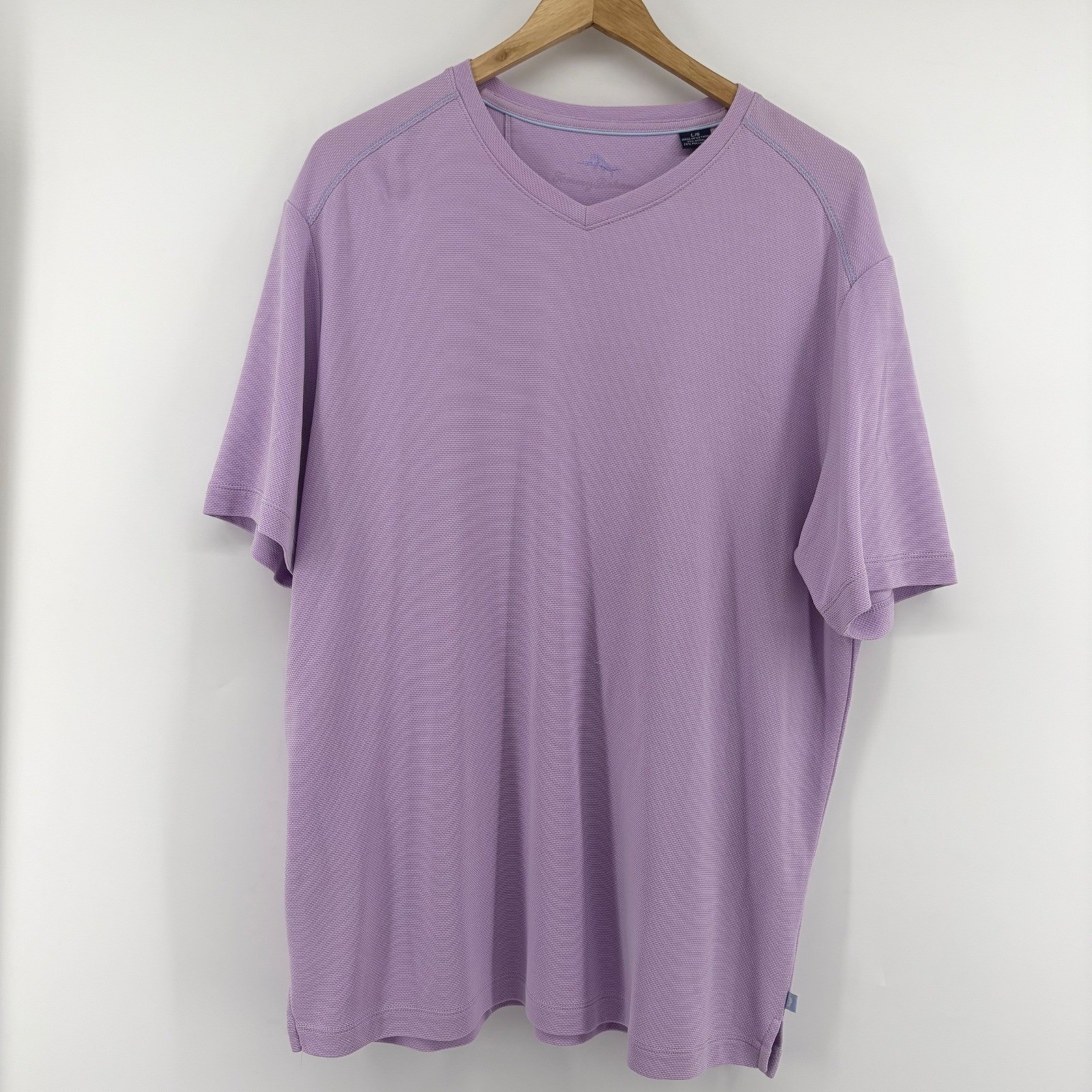 Tommy Bahama Mens Lavender Purple Modal Blend Textured V-Neck T-Shirt Large