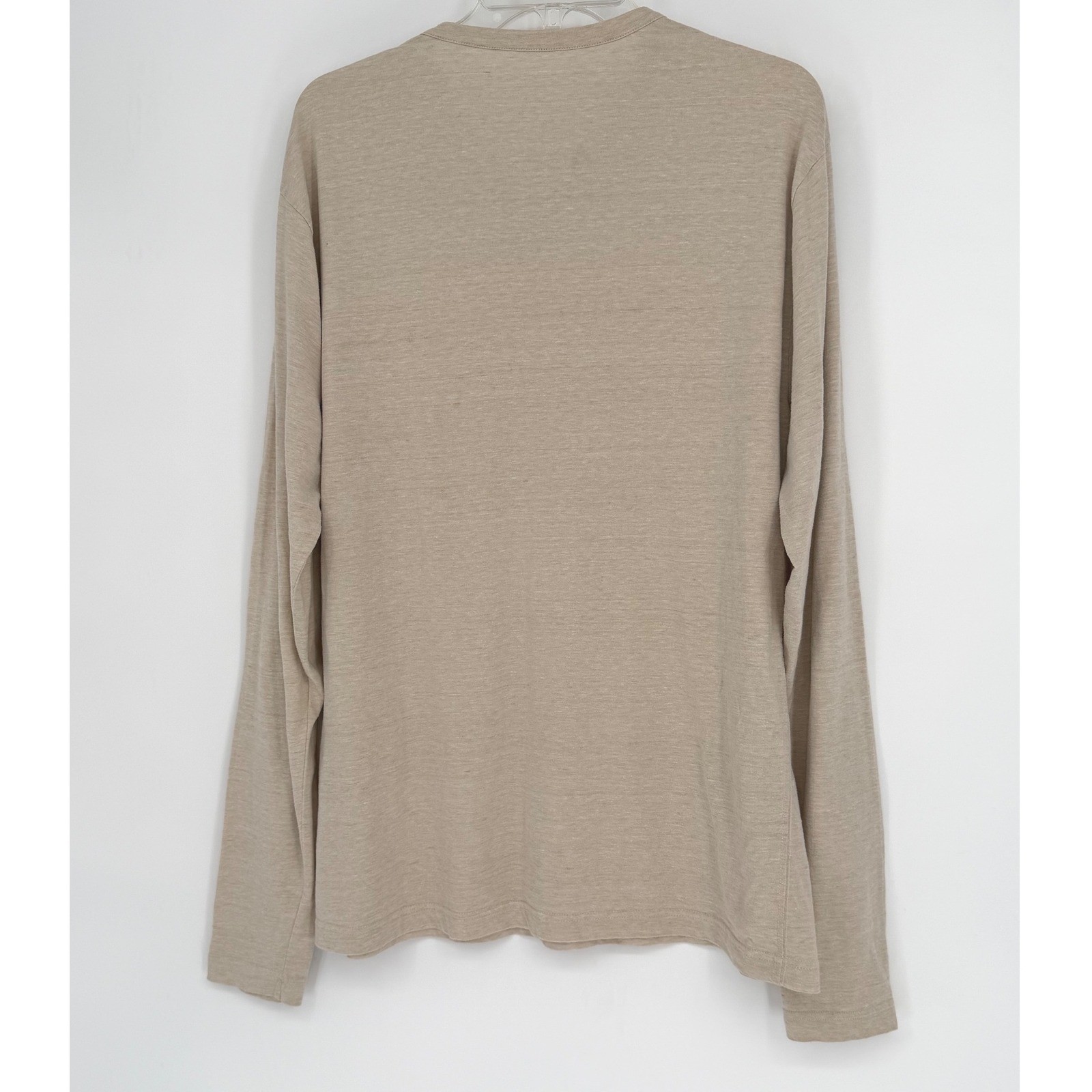 TRUE CRAFT Mens Tan Long Sleeve Henley Shirt Size XL Normcore Minimalism 100-40