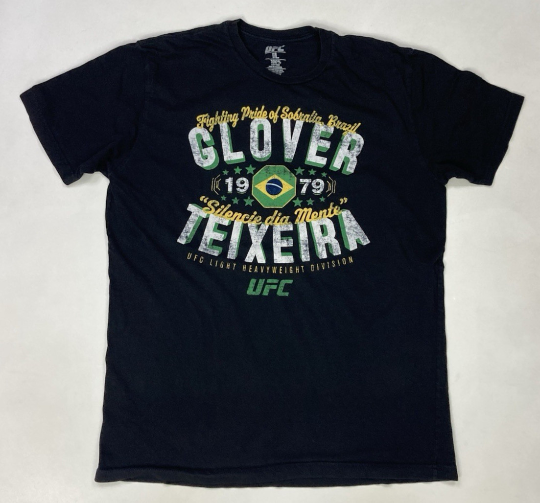UFC Glover Teixeira Fighting Pride Of Brazil Graphic T-shirt Men Large Black