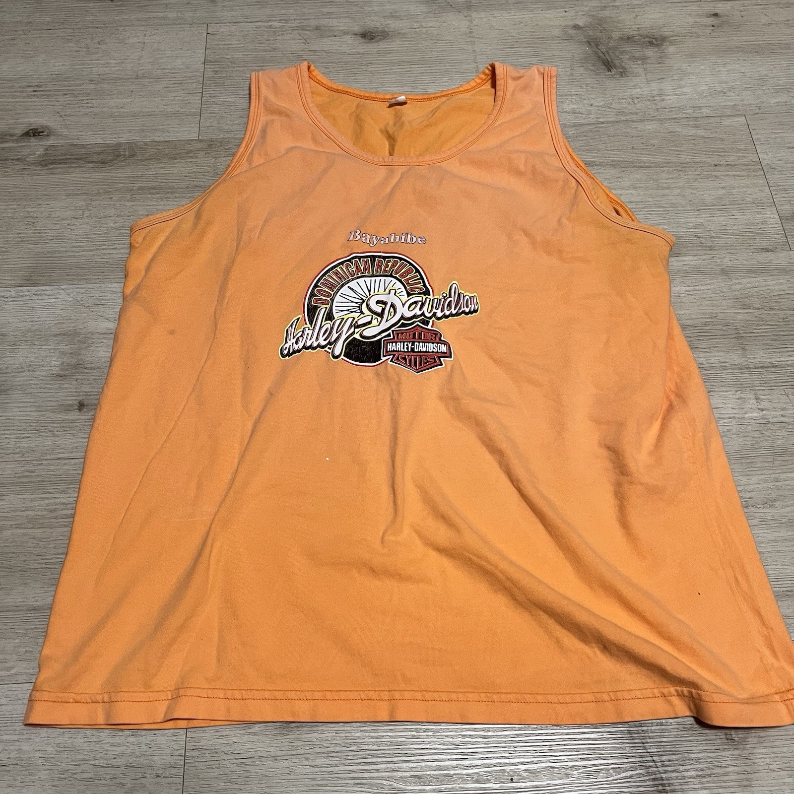 Harley Davidson Motorcycles Bayahibe Dominican Republic XL Men Tank Top Orange
