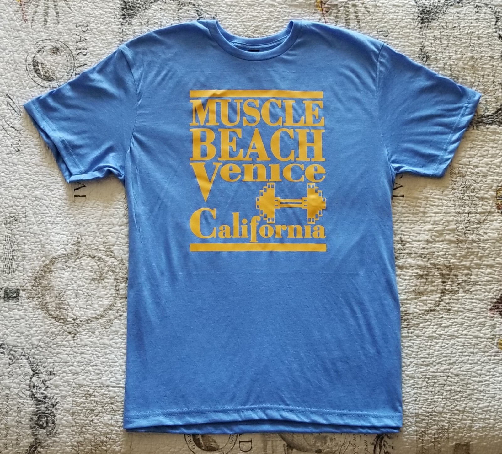 Muscle Beach Venice California Old School Bodybuilding Vintage Logo T-Shirt New