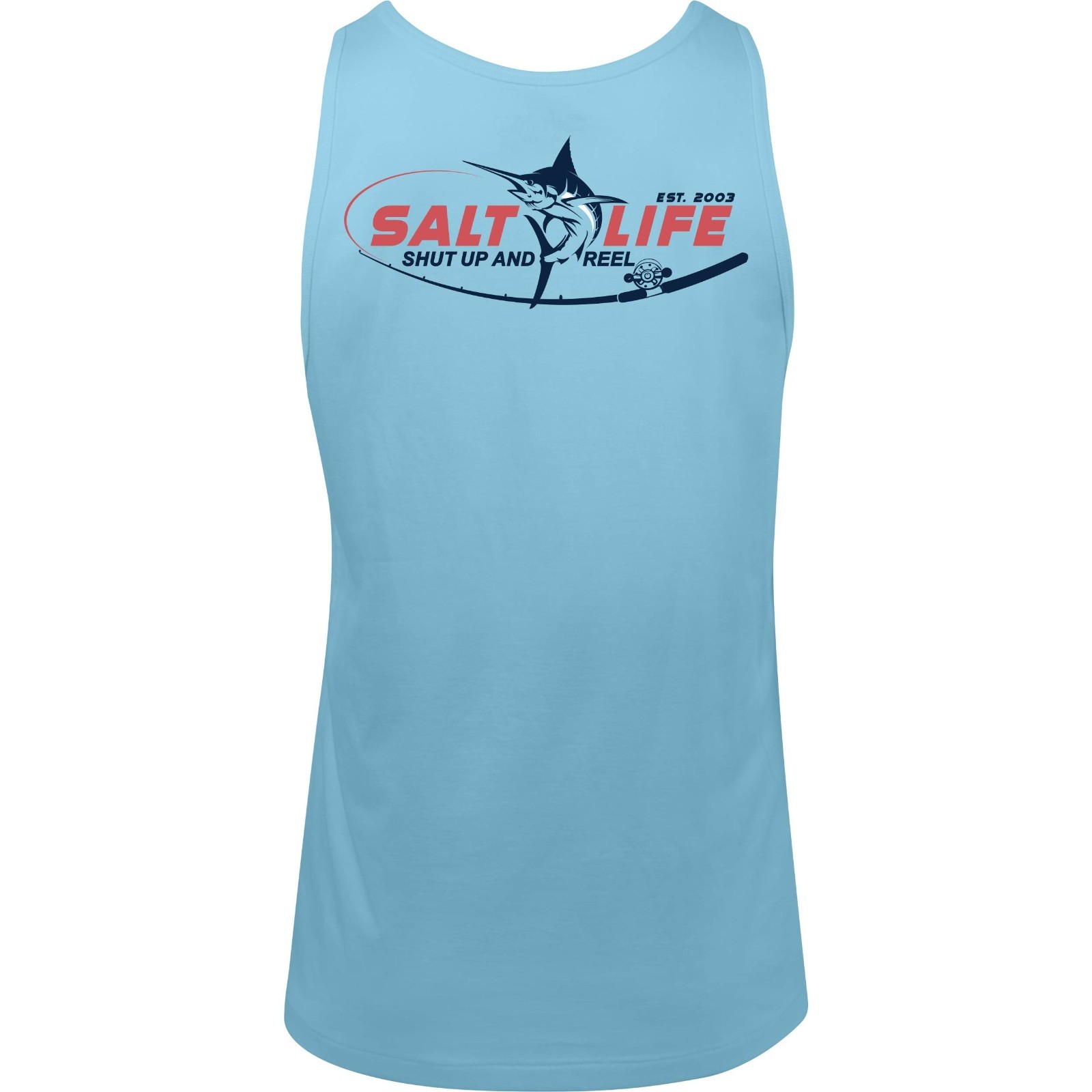 Salt Life Reel Time Cotton Tank Sky Blue L Salty Saltlife Unisex Tank NWT New