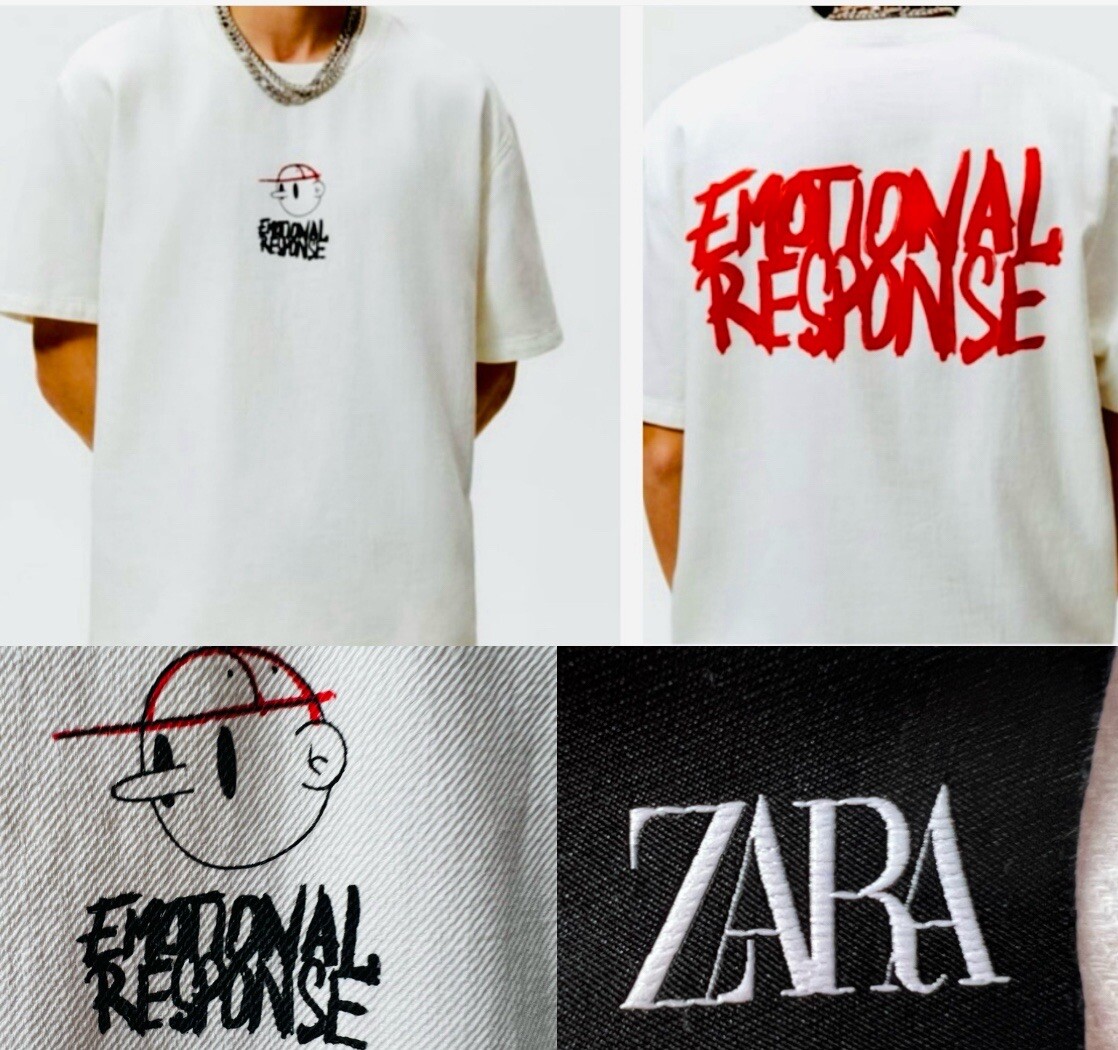 ZARA “EMOTIONAL RESPONSE” TEXTURED TEE MENS SIZE M