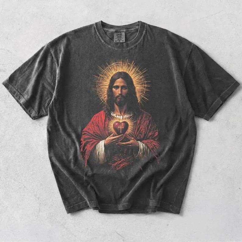 Sacred Heart Of Jesus Shirt Christian T Shirts For Men Renaissance Tees