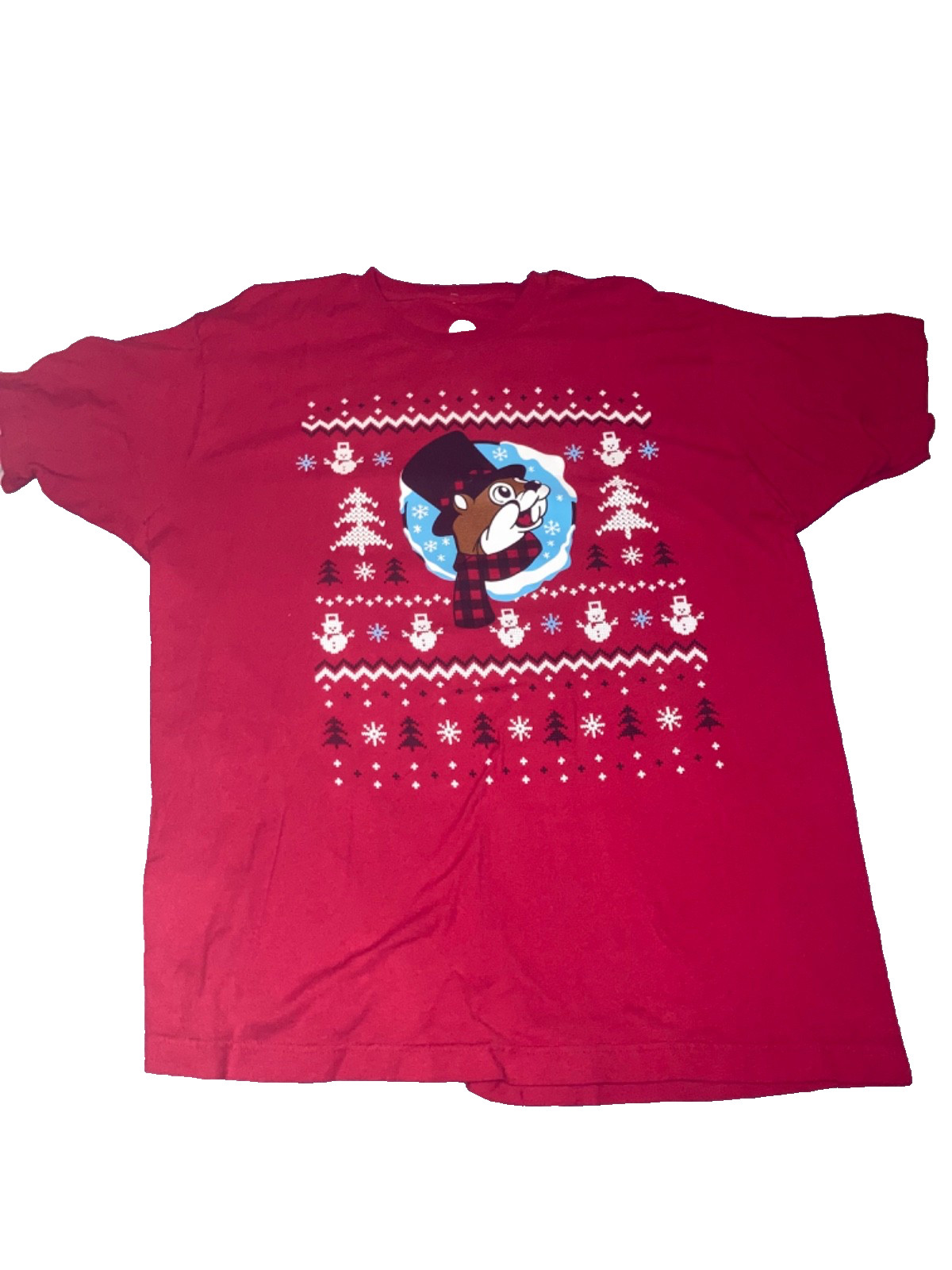 Buc-ee’s Christmas T Shirt Mens XL Red Graphic Worth Melting For Holiday