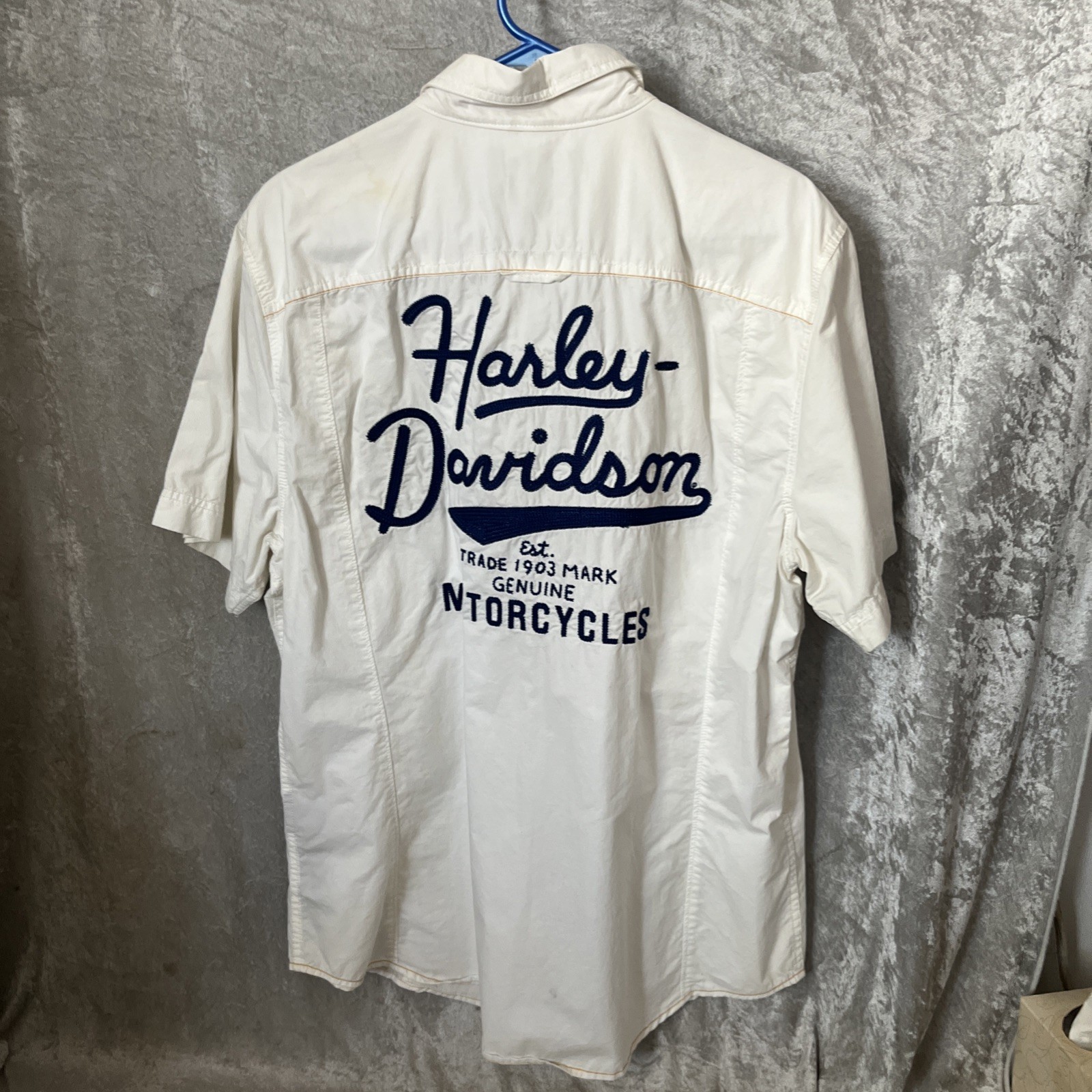 Harley Davidson | Chain Stitch Embroidered T-Shirt White | Size XL