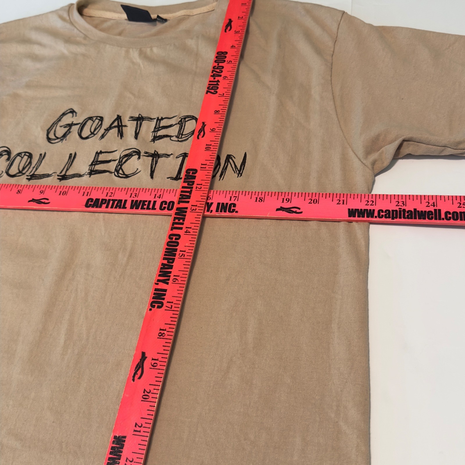 Goated Collection Tan Graphic T-Shirt Mens Large Streetwear Goat Rose Chain Tee