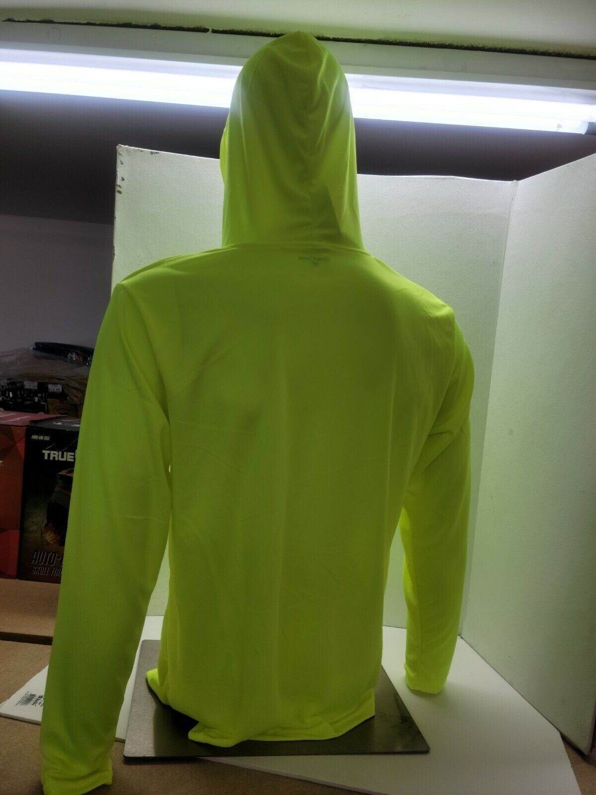 Neon Yellow Long Sleeve Safety Shirt With Hoodie, Polyester Birdeye mesh fabric