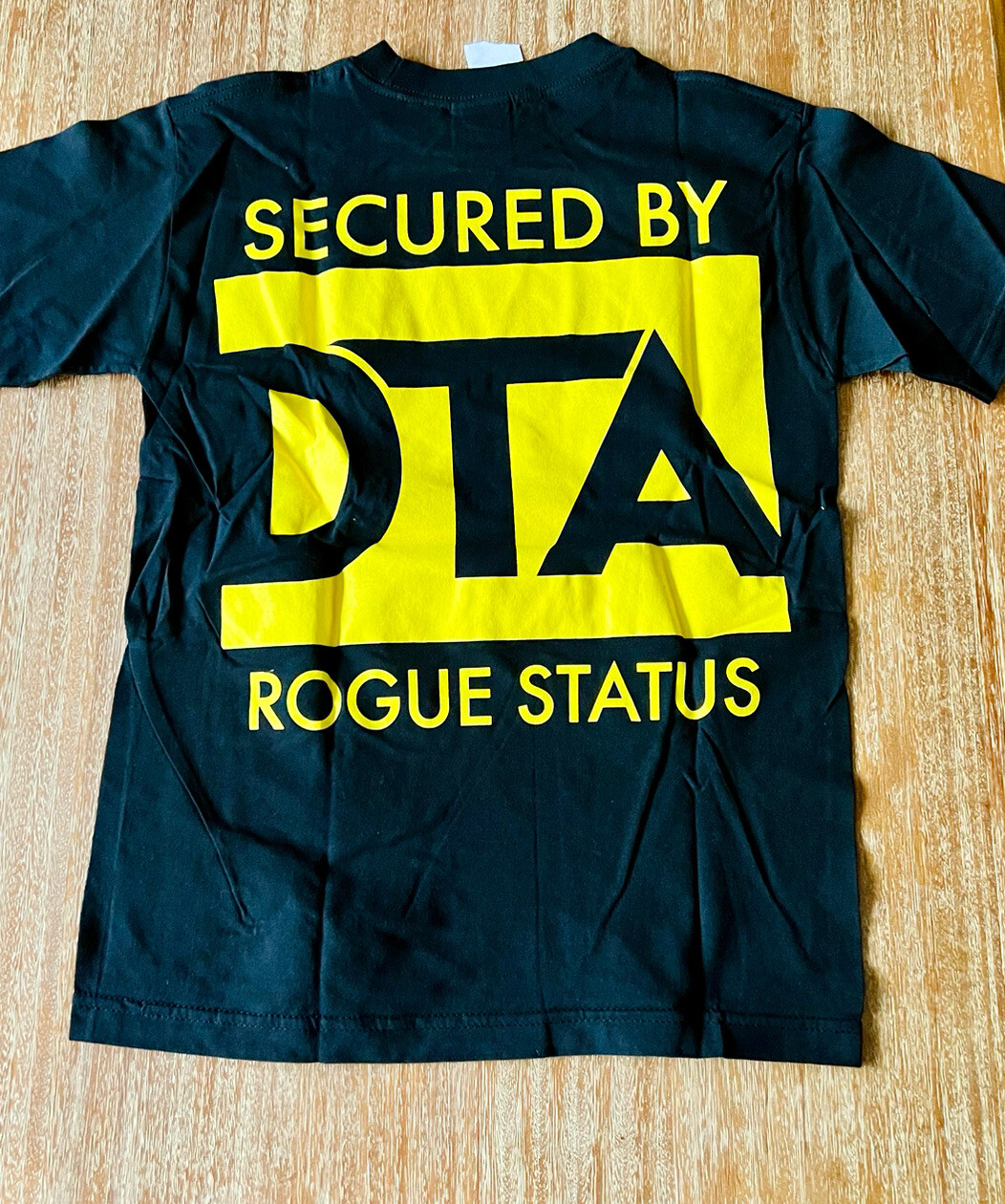 NEW Rogue Status DTA T-shirt Tee Shirt S Small Black Yellow Secured By Vintage