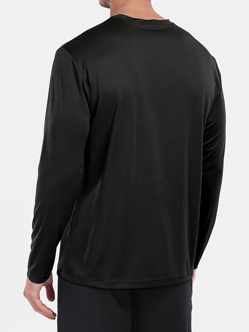 5 camisetas manga larga para hombres de secado rápido, Multicolor a la moda.