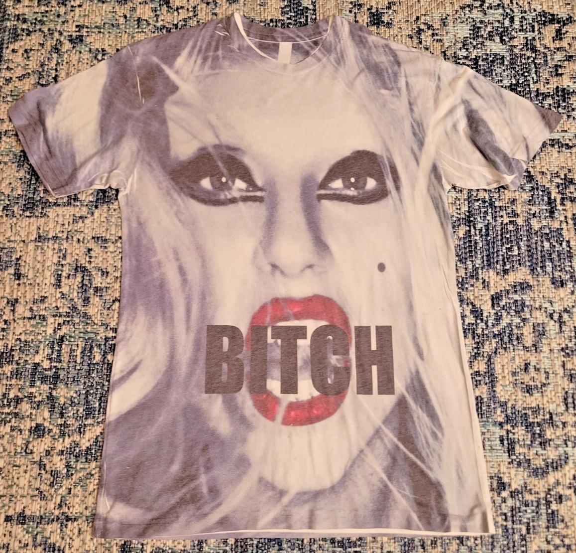 Lady Gaga Born This Way Tshirt Album Cover B*** Medium/One Size