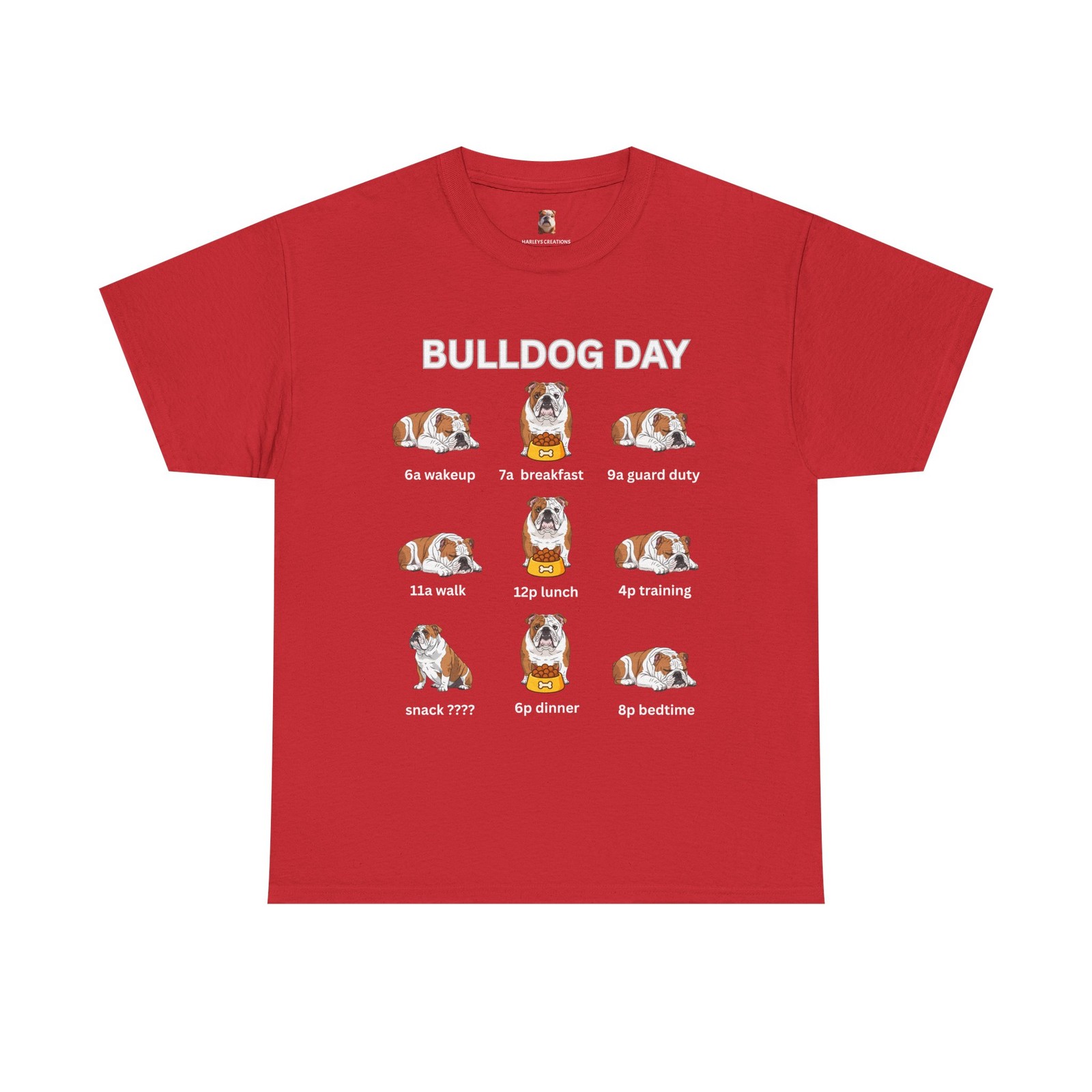 English Bulldog Day Schedule Tee Bulldog Daily Routine Gift for Dog Mom & Dad