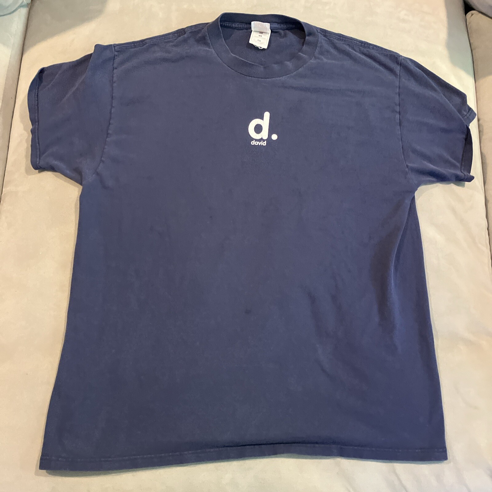 RARE – Vintage – Fruit Of The Loom – David Gray – D.G. – Blue T Shirt – Size XL