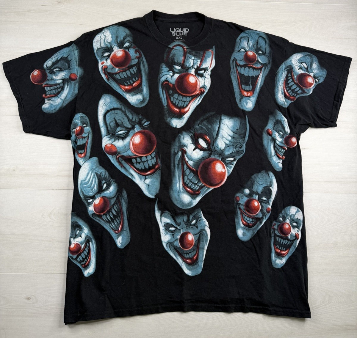 Liquid Blue Eviil Killer Clowns T Shirt All Over Print AOP Horror Y2K Mens 2XL