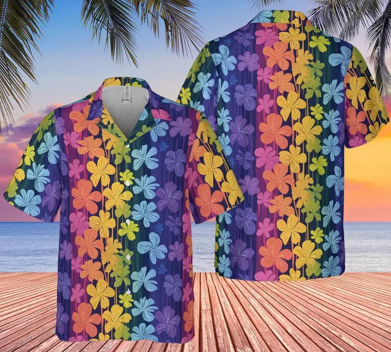 Rainbow, Tropical Flowers Floral 3D Hawaiian Shirt Unisex Gift