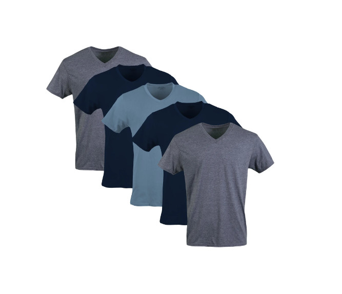 Gildan Adult Men’s Short Sleeve V-Neck Assorted Color T-Shirt, 5-Pack, Sizes S-2